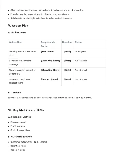 Free Sales Strategic Account Plan Template to Edit Online