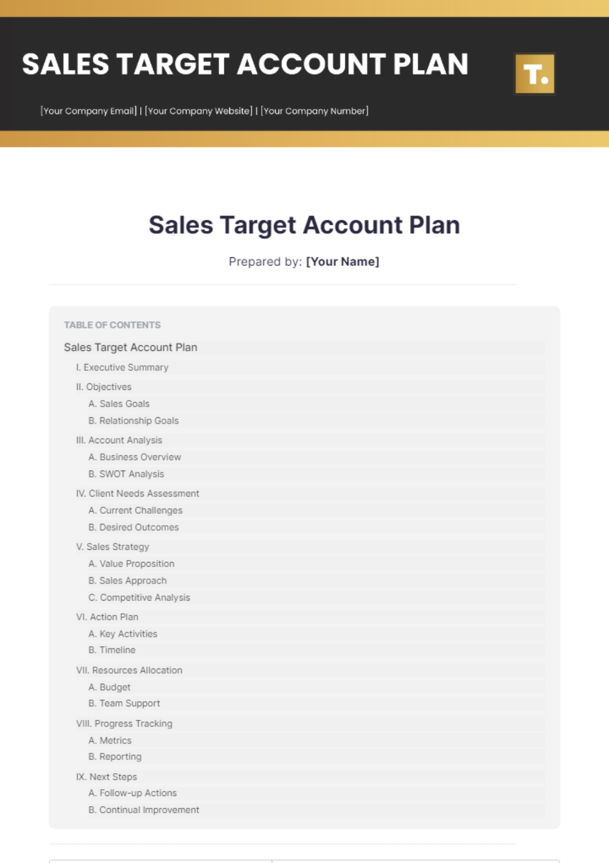 Sales Target Account Plan Template - Edit Online & Download