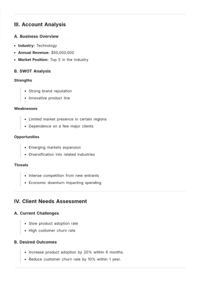 Free Sales Target Account Plan Template to Edit Online
