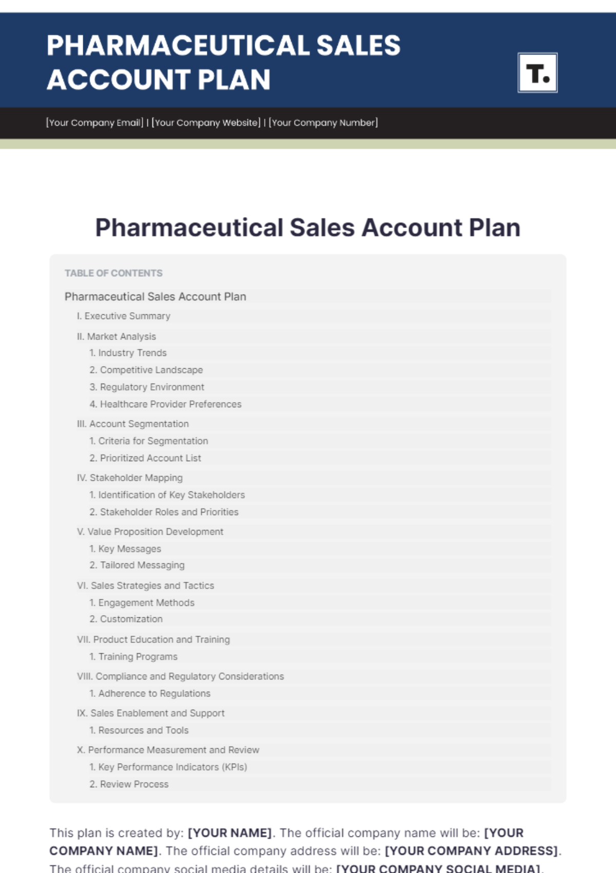 Pharmaceutical Sales Account Plan Template - Edit Online & Download