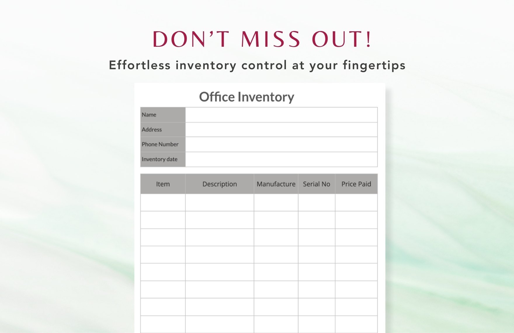 Office Inventory Template