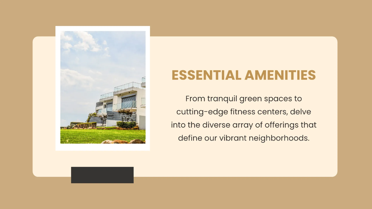 Free Neighborhood Features and Amenities Presentation Template to Edit Online