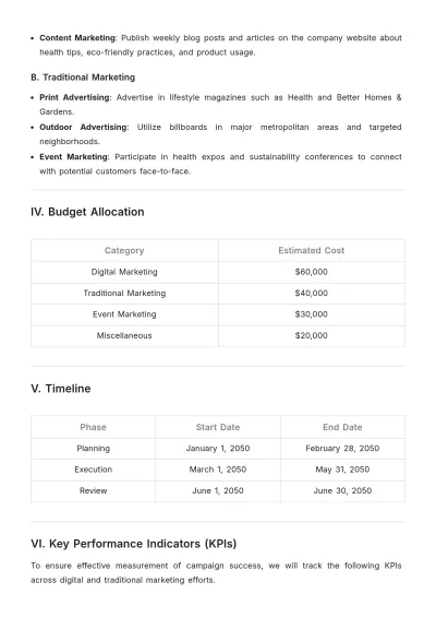 Free Marketing Campaign Design Execution Plan Template to Edit Online