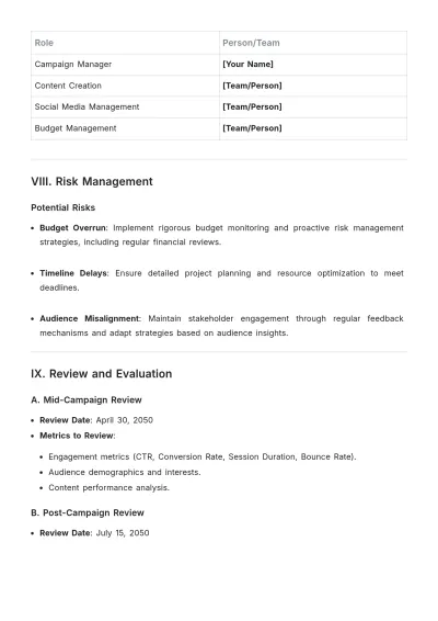 Free Marketing Campaign Design Execution Plan Template to Edit Online