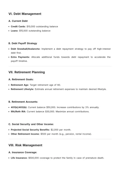 Free 10 Year Personal Financial Plan Template to Edit Online