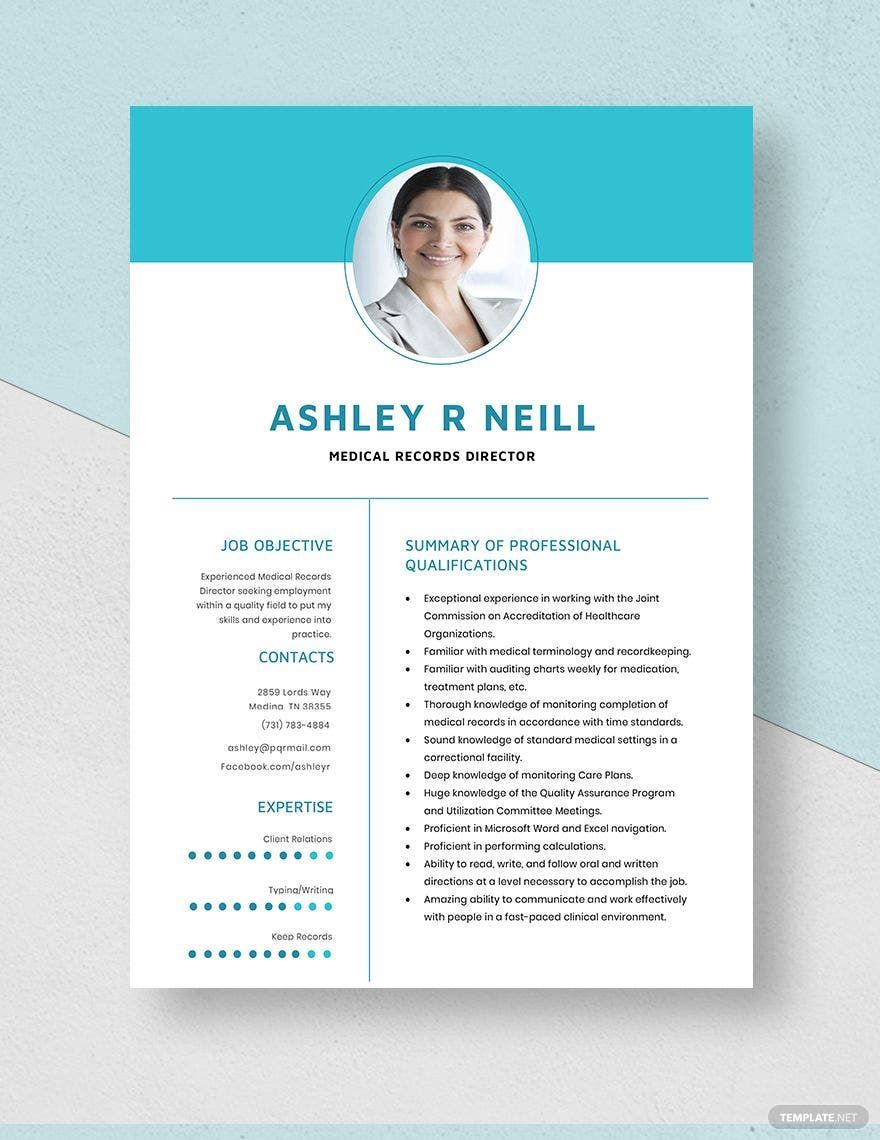 Free Medical Records Director Resume Template