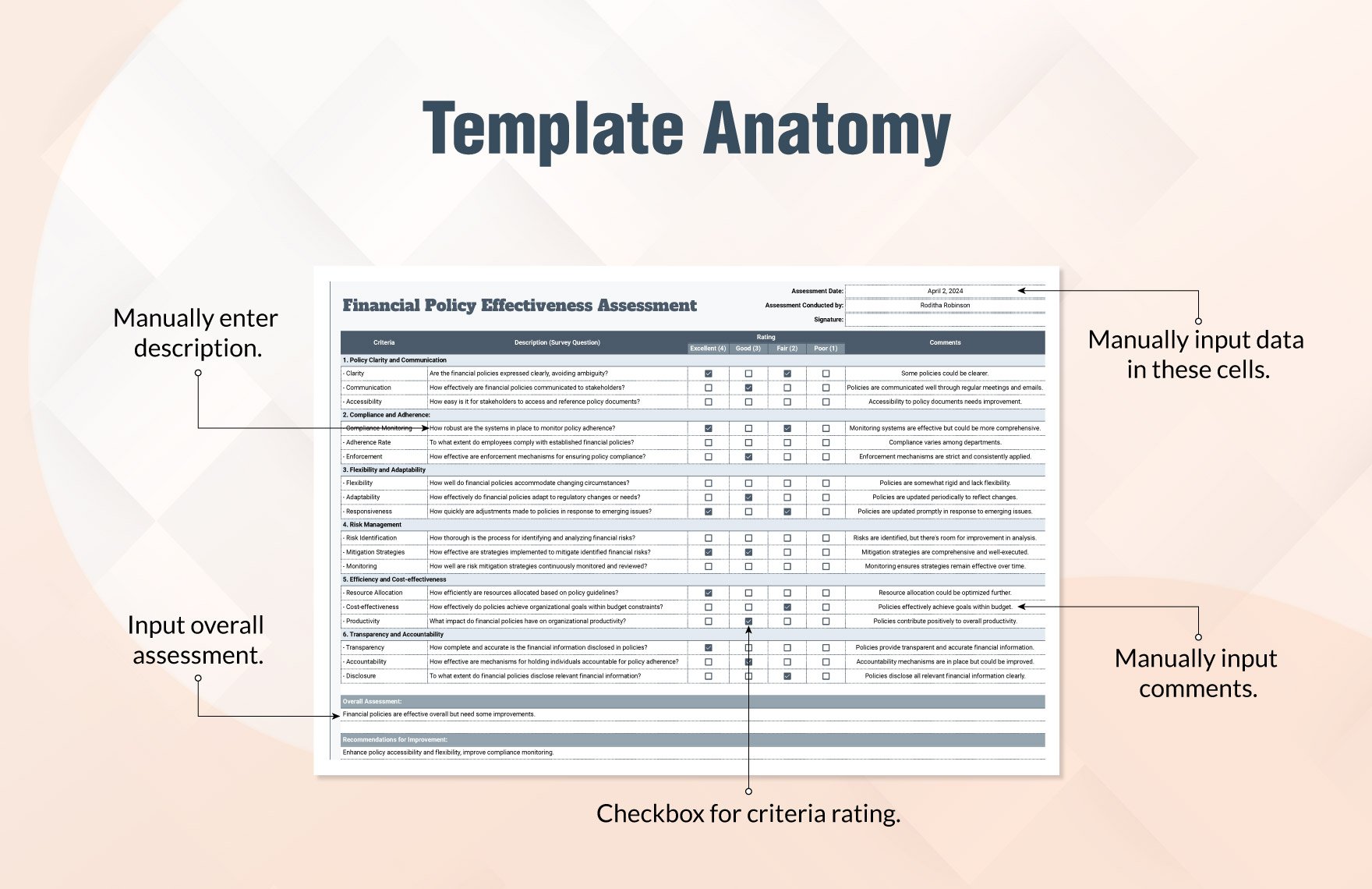 Financial Policy Effectiveness Assessment Template