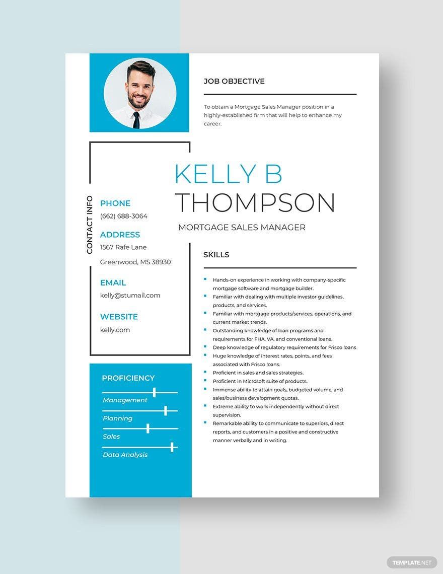 Mortgage Sales Manager Resume