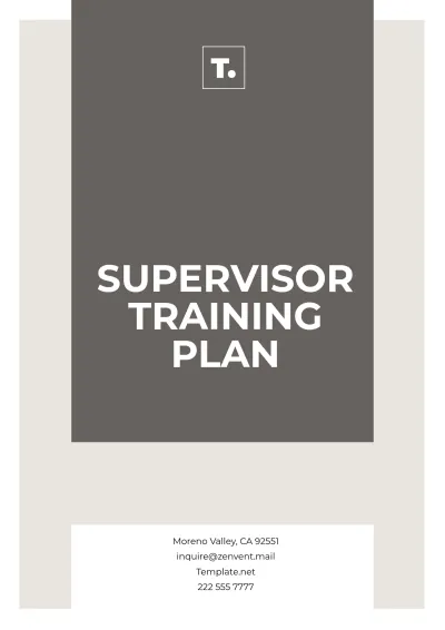 Free Supervisor Training Plan Template to Edit Online