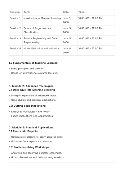Free Technical Training Plan Template to Edit Online