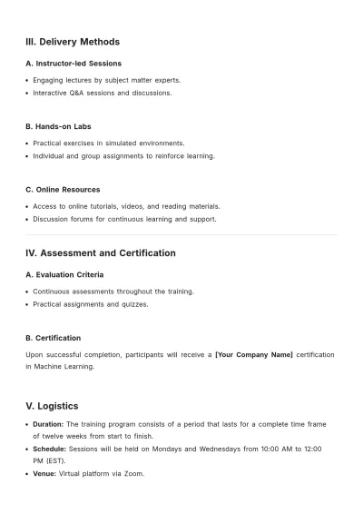 Free Technical Training Plan Template to Edit Online