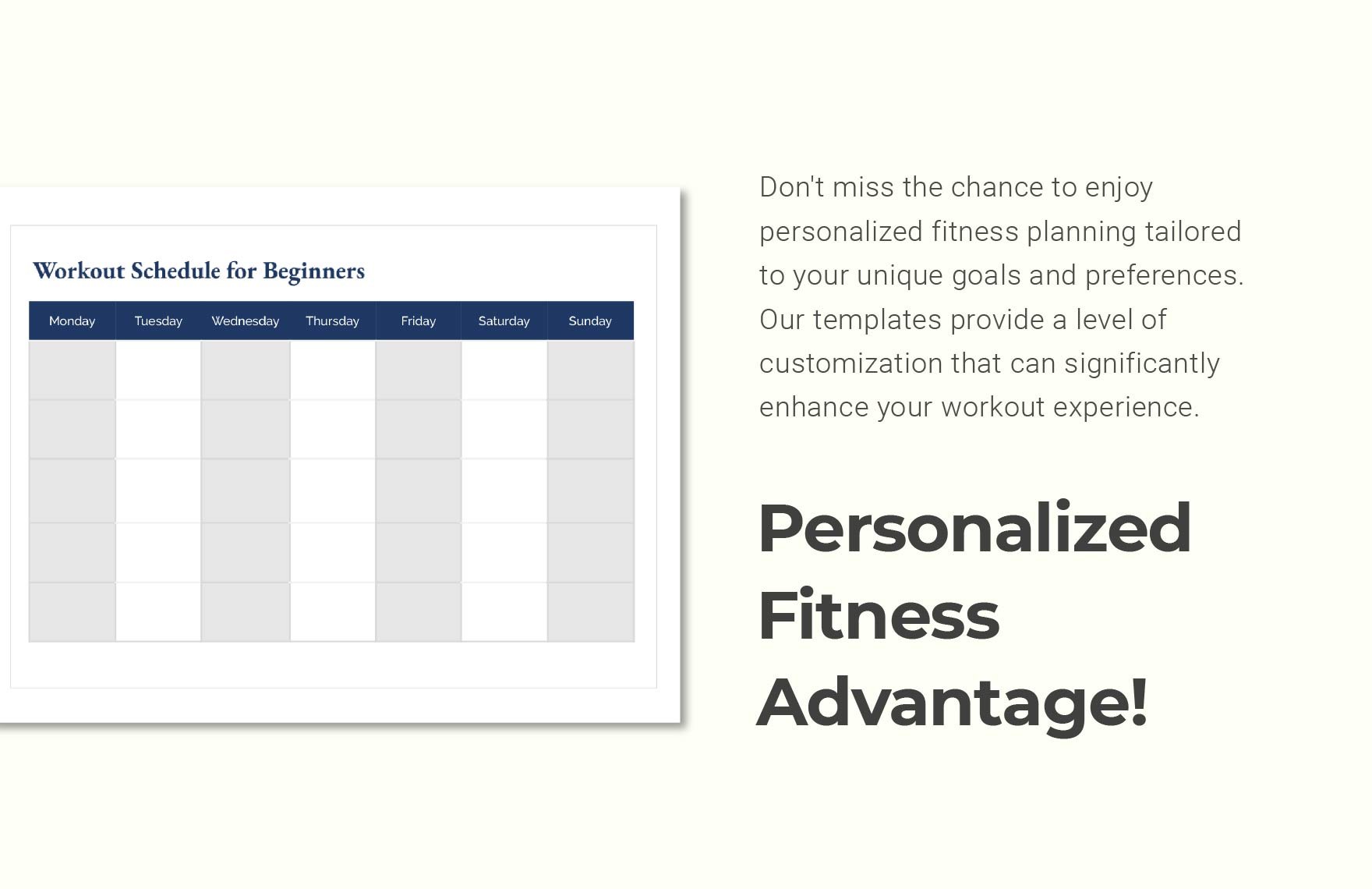 Workout Schedule for Beginners Template
