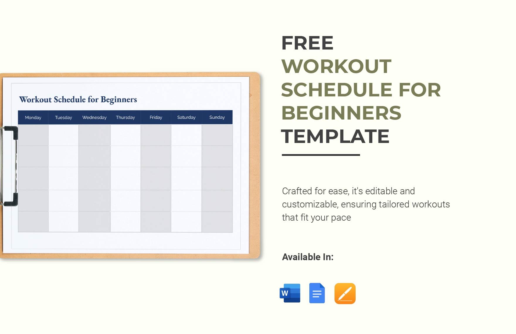 Workout Schedule for Beginners Template