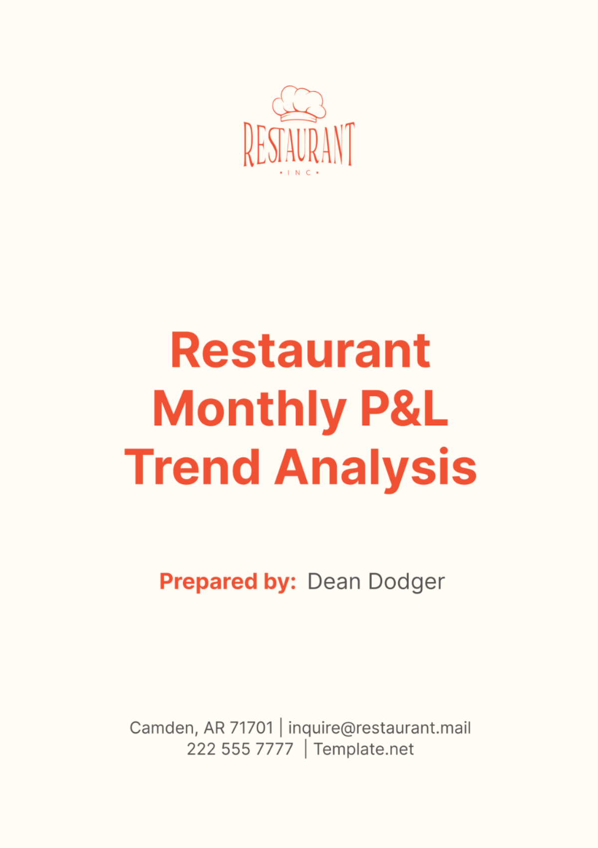 Restaurant Monthly P&L Trend Analysis Template - Edit Online & Download