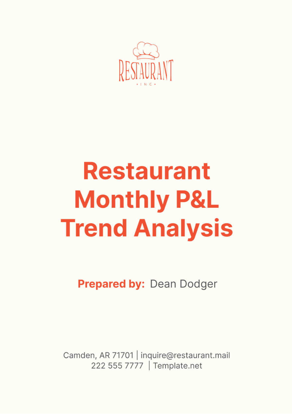 Free Restaurant Monthly P&L Trend Analysis Template