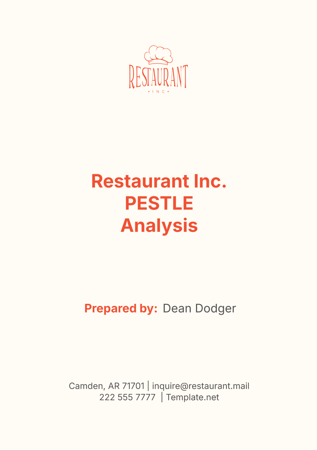 Restaurant PESTLE Analysis Layout Template