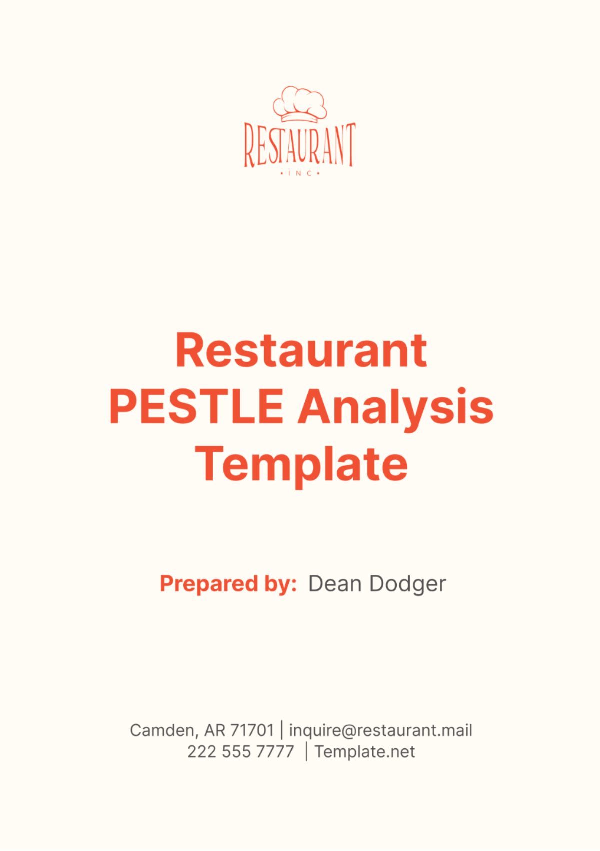 Free Restaurant Pestle Analysis Template