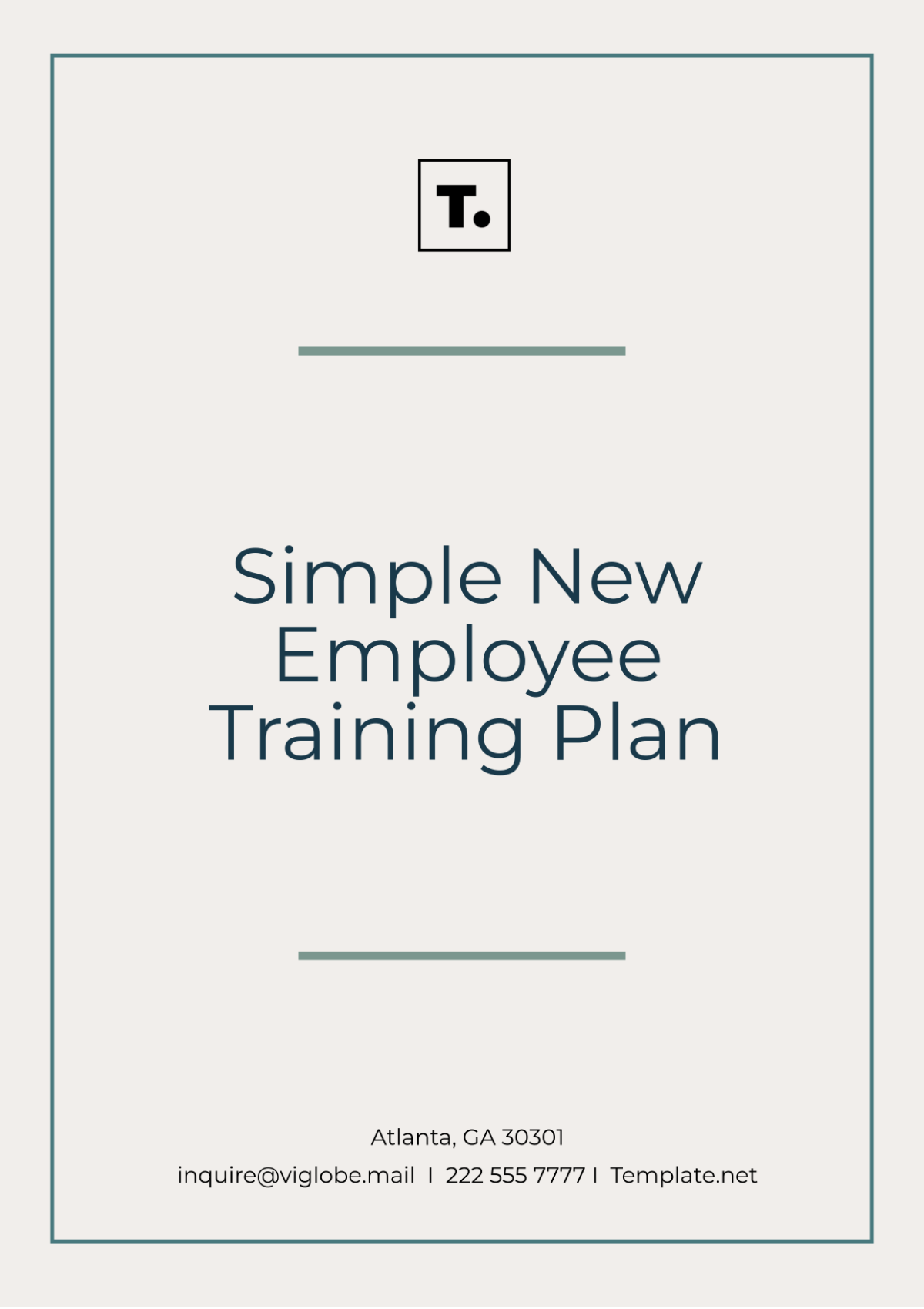 Free Simple New Employee Training Plan Template