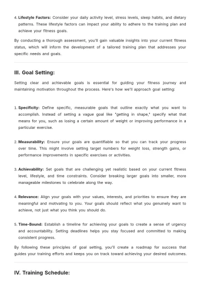 Free Workout Training Plan Template to Edit Online
