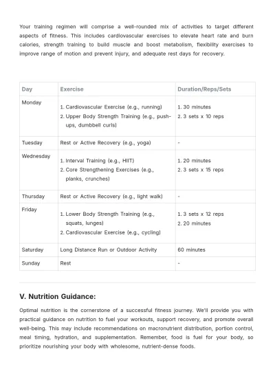 Free Workout Training Plan Template to Edit Online