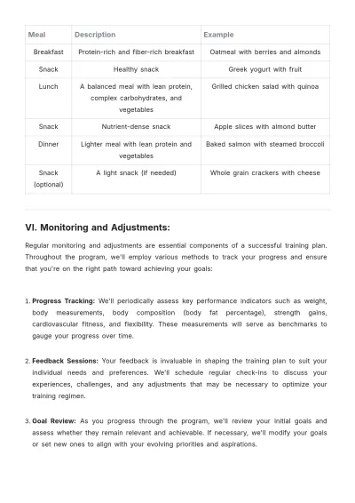 Free Workout Training Plan Template to Edit Online