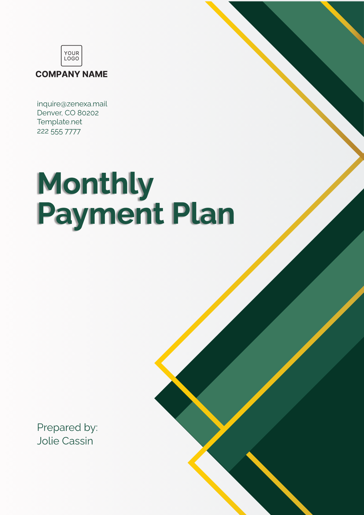 Professional Monthly Payment Plan Template - Edit Online & Download