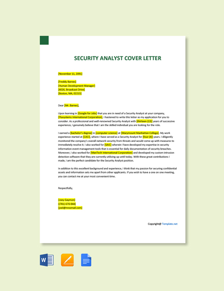 Security Cover Letter Examples
