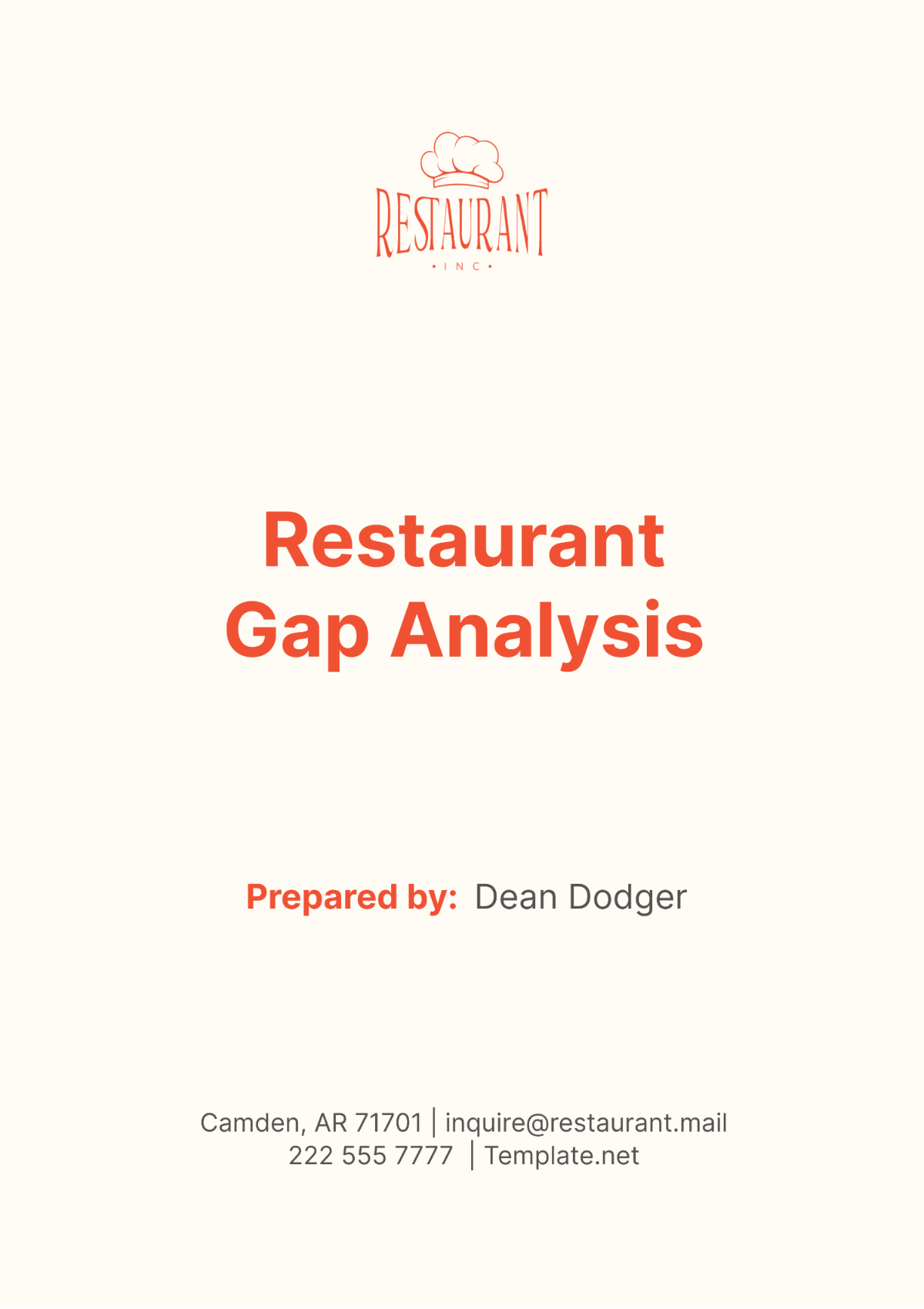 Restaurant Gap Analysis Template - Edit Online & Download