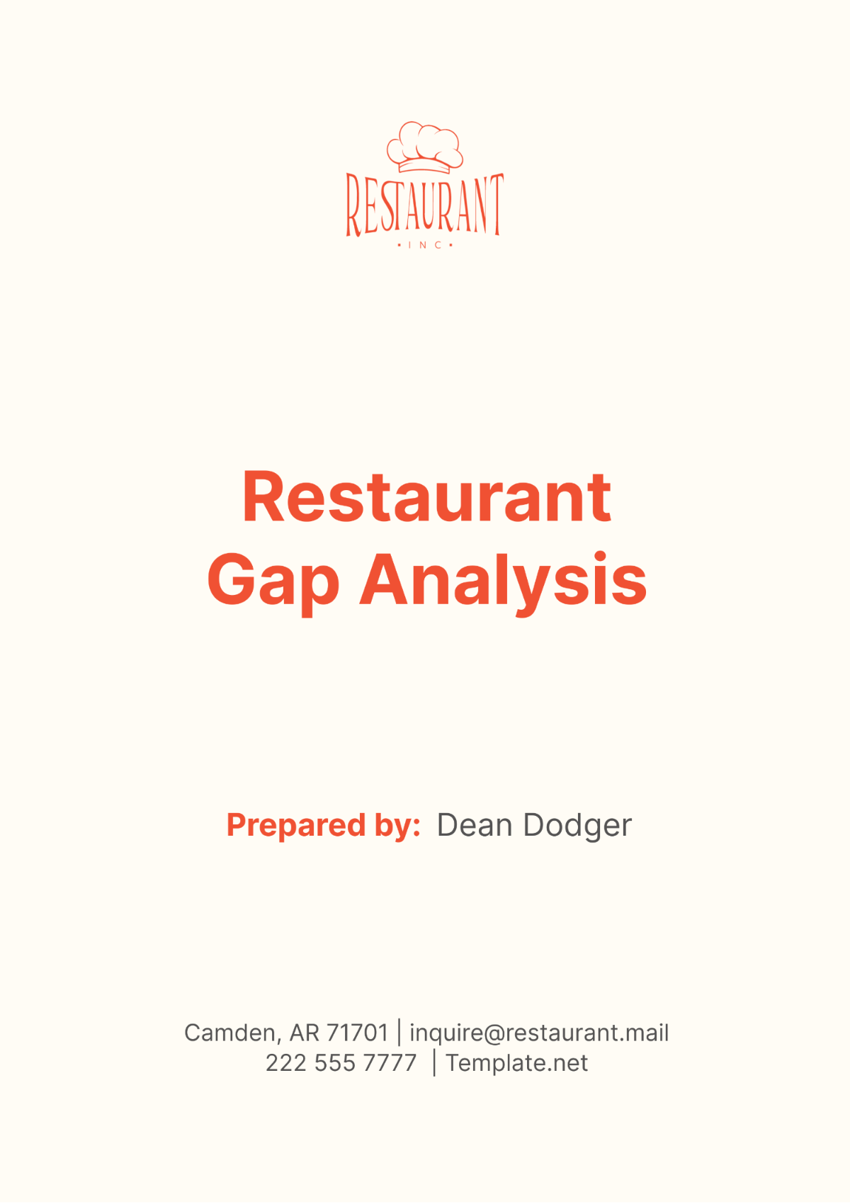 Free Restaurant Gap Analysis Template
