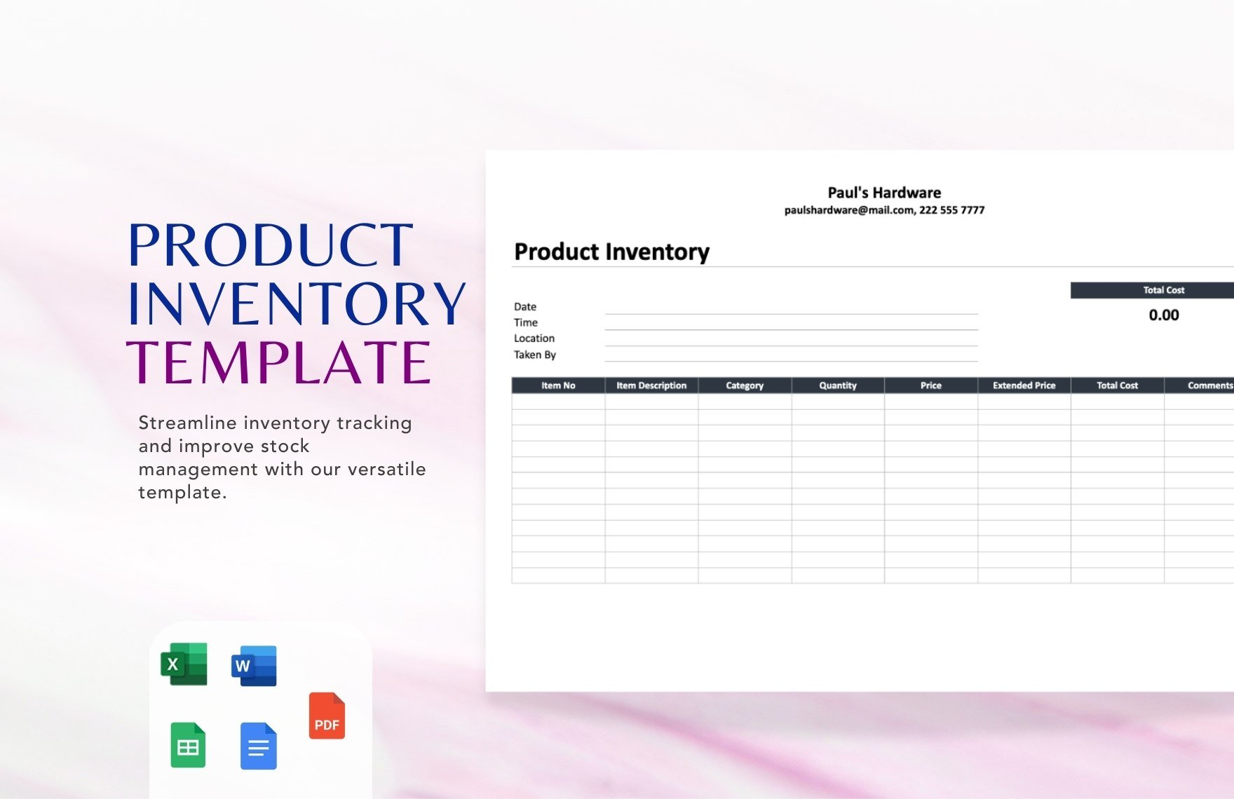Product Inventory Template in Word, Google Docs, Excel, PDF, Google Sheets, Apple Pages, Apple Numbers