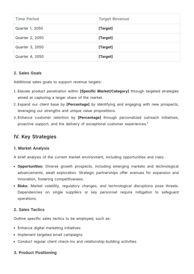 Free Sales Account Plan Template to Edit Online