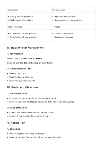 Free Key Account Plan Template to Edit Online