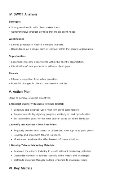 Free One Page Account Plan Template to Edit Online