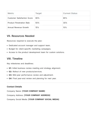 Free One Page Account Plan Template to Edit Online