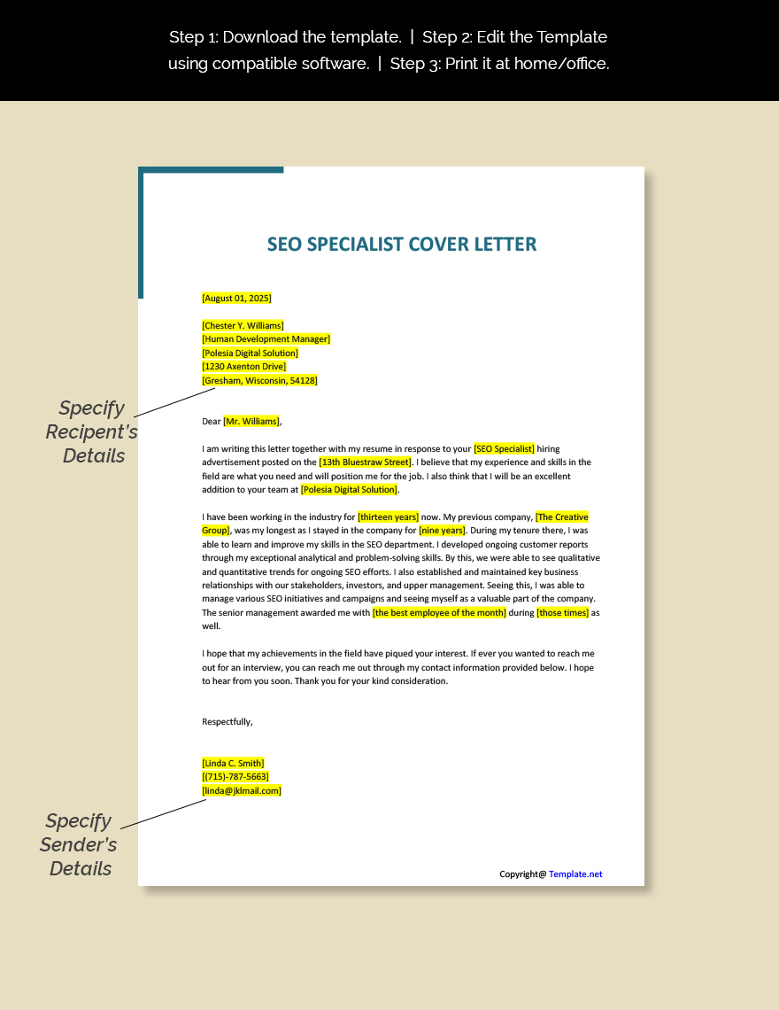 SEO Specialist Cover Letter