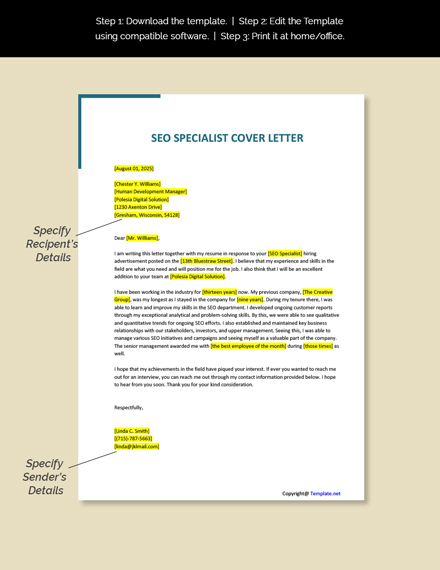 cover letter for seo specialist