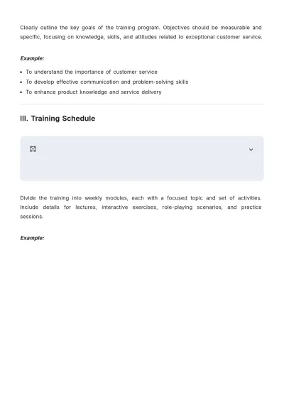 Free Customer Service Format Training Plan Template to Edit Online