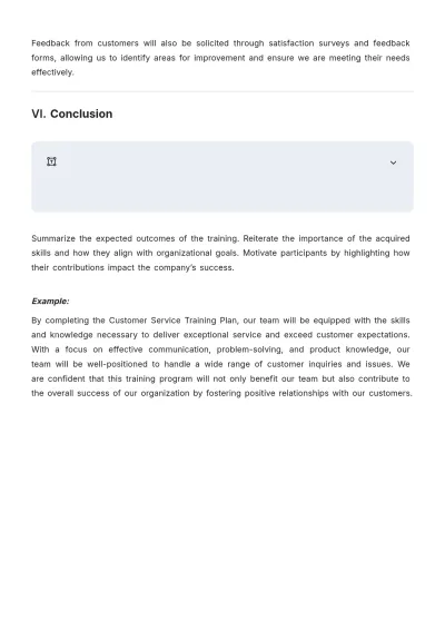 Free Customer Service Format Training Plan Template to Edit Online