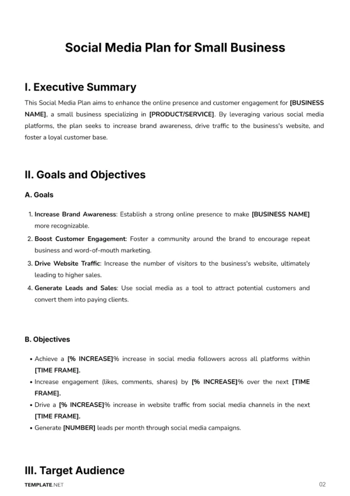 Free Social Media Plan For Small Business Template to Edit Online