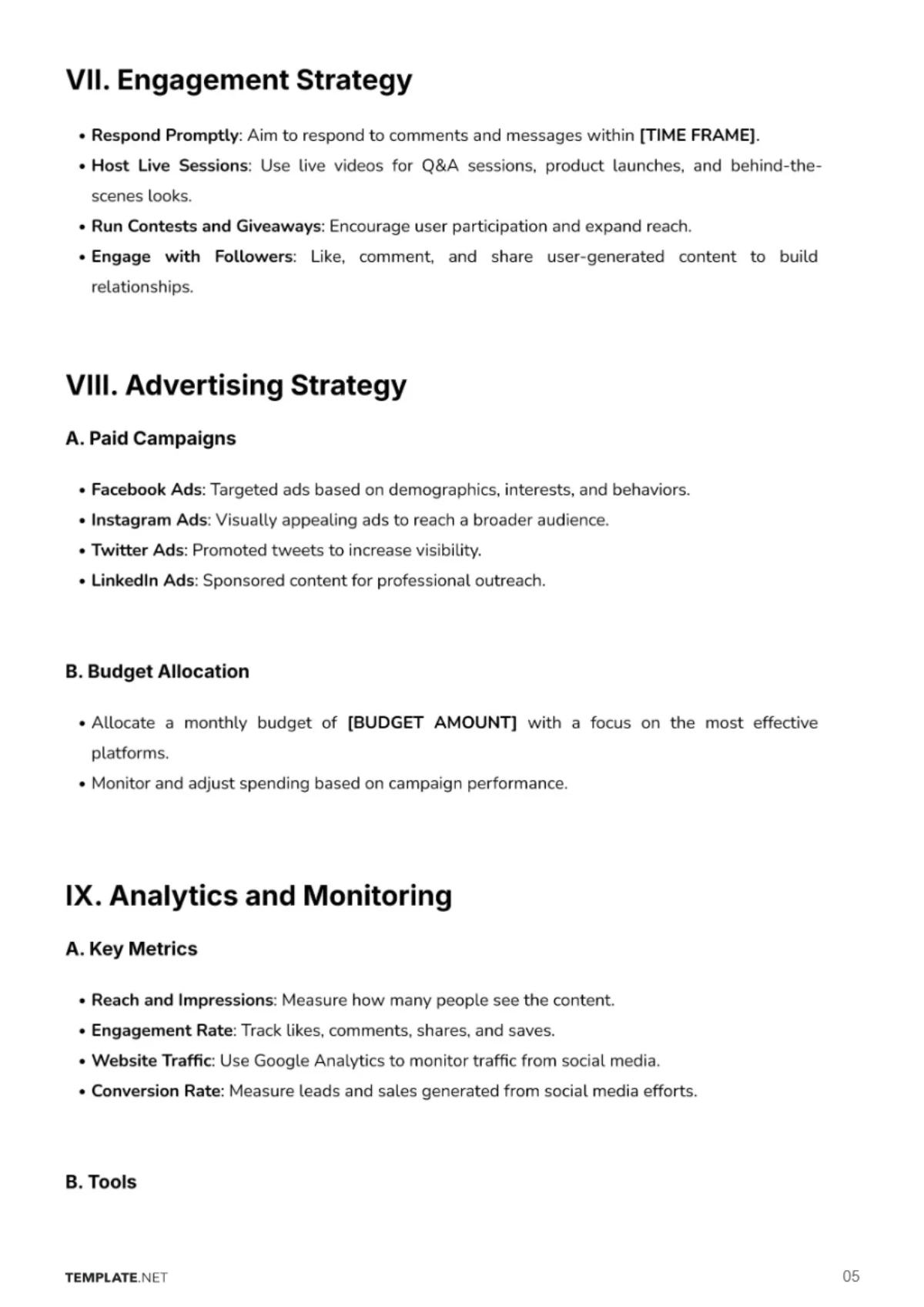 Free Social Media Plan For Small Business Template to Edit Online