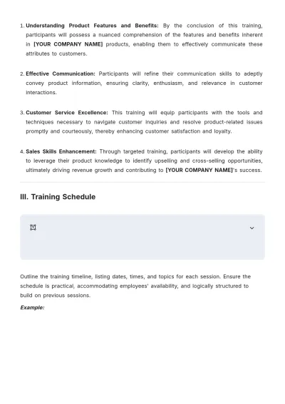 Free Retail Training Plan Outline Template to Edit Online