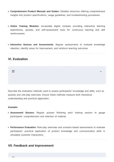 Free Retail Training Plan Outline Template to Edit Online