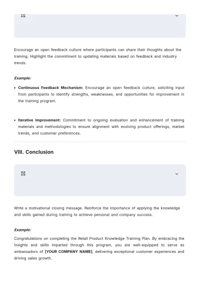 Free Retail Training Plan Outline Template to Edit Online