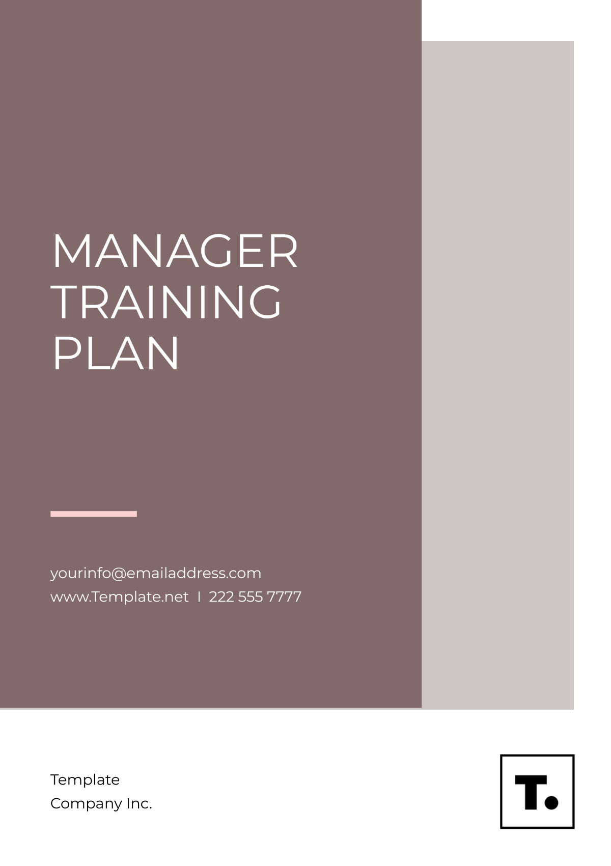 Manager Training Plan Template