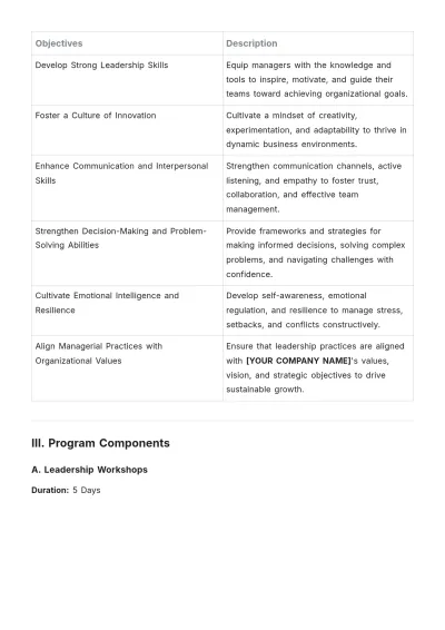 Free Manager Training Plan Template to Edit Online