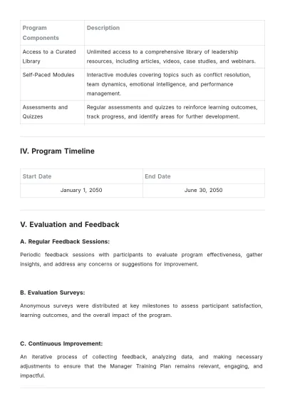 Free Manager Training Plan Template to Edit Online