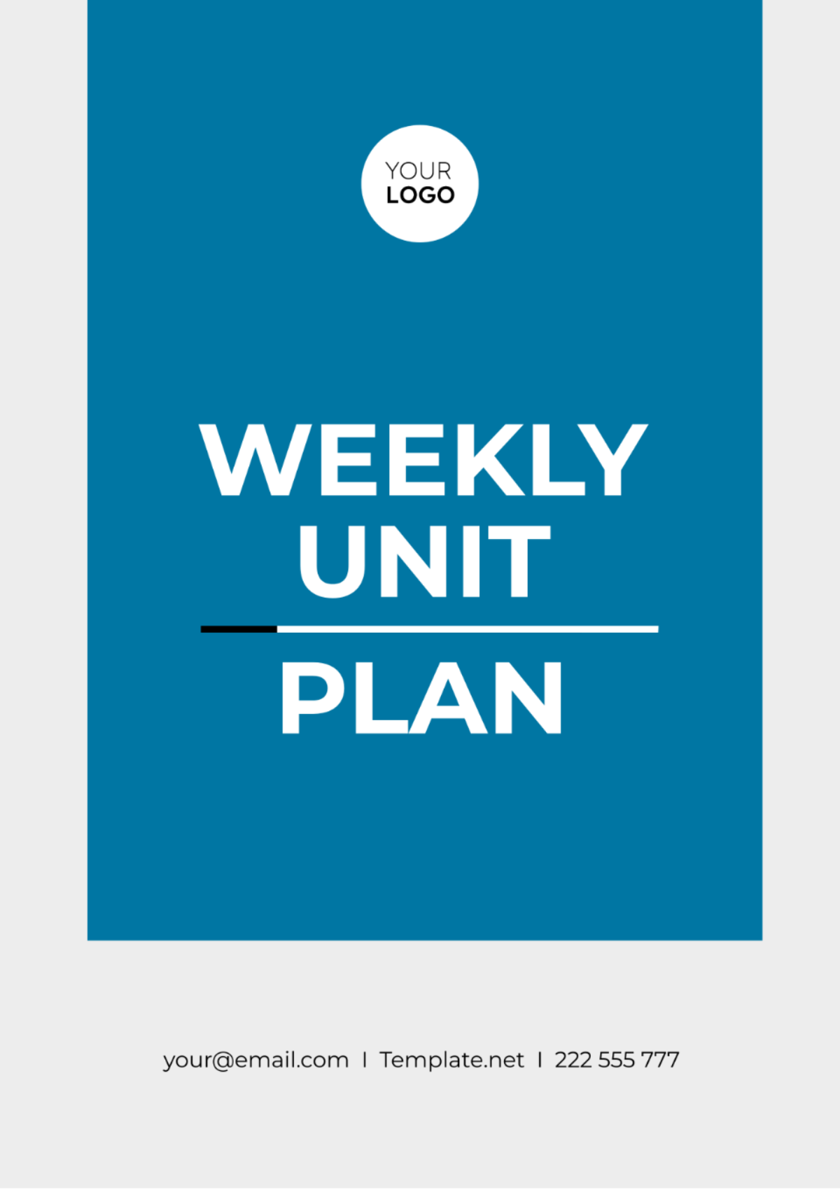 Weekly Unit Plan Template