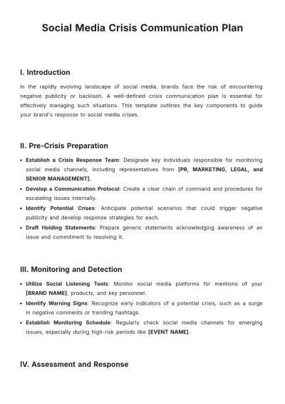 Free Social Media Crisis Communication Plan Template to Edit Online