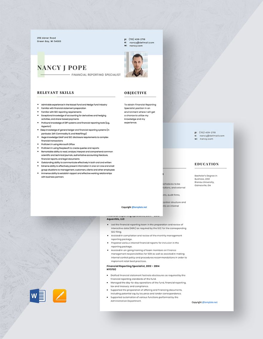 Financial Reporting Specialist Resume