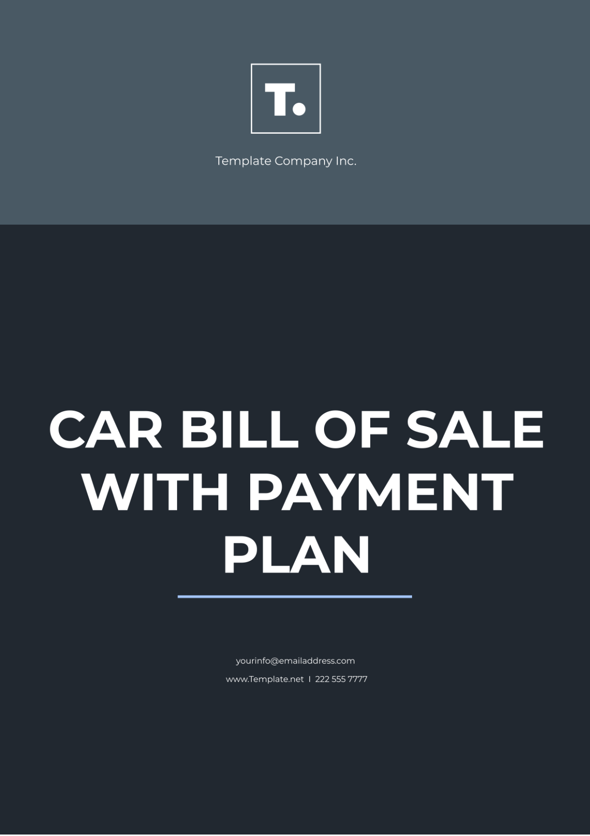 Car Bill Of Sale With Payment Plan Template